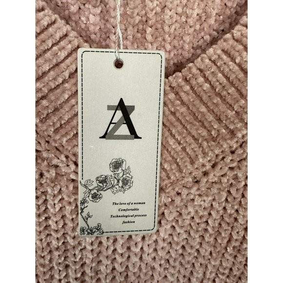 Sweaters for Women V Neck Long Sleeve Pullover Knit Top Pink Chunky Knit - Picture 6 of 11